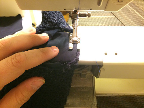 Sewing from the inside of the bonnet